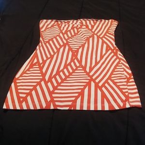 Orange and white mini dress